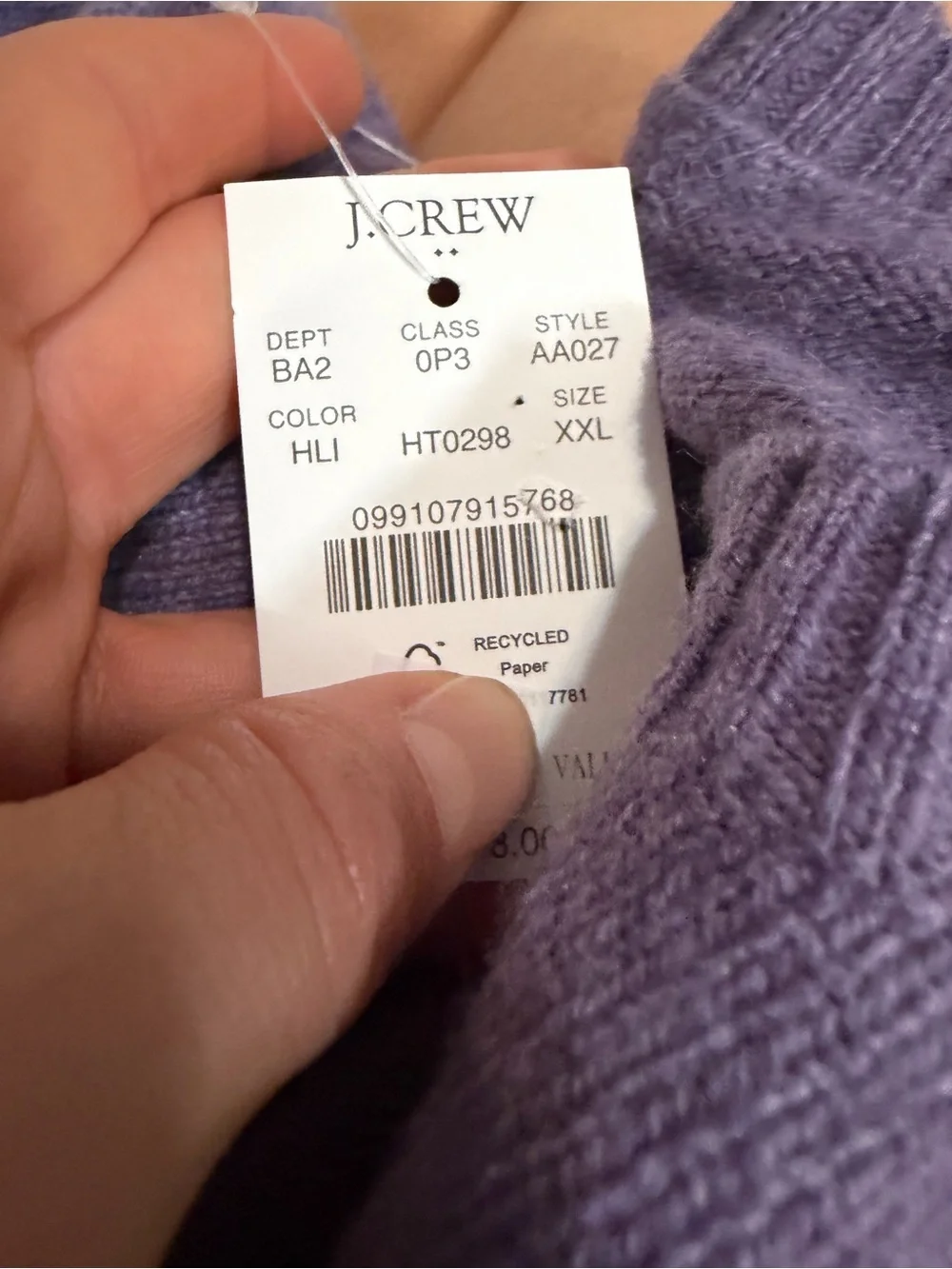 J crew heather lilac Crewneck sweater in supersoft lambswool blend